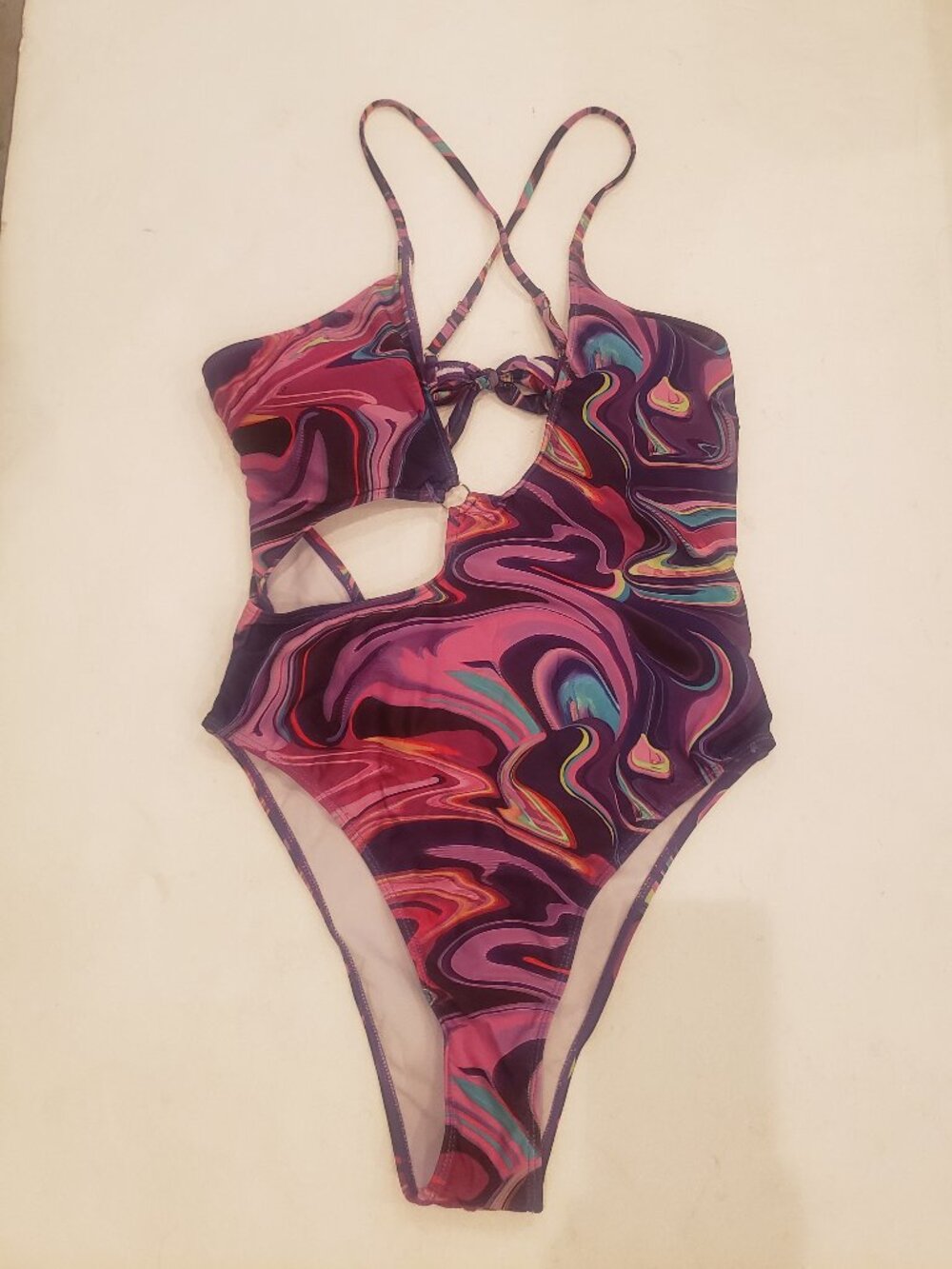Purple Swirl One Piece Swimsuit   New without Tag